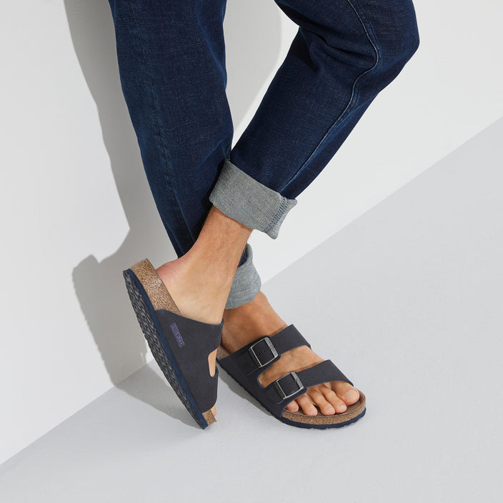 Birkenstock Arizona Desert Dust Vegan Indigo Blue Birkibuc on model 2