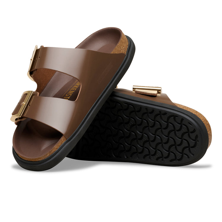 Birkenstock Australia Arizona Droplet Buckle High Shine Carafe Natural Leather Patent sole view