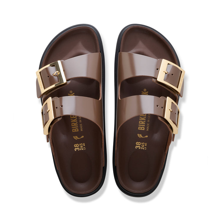 Birkenstock Australia Arizona Droplet Buckle High Shine Carafe Natural Leather Patent top view