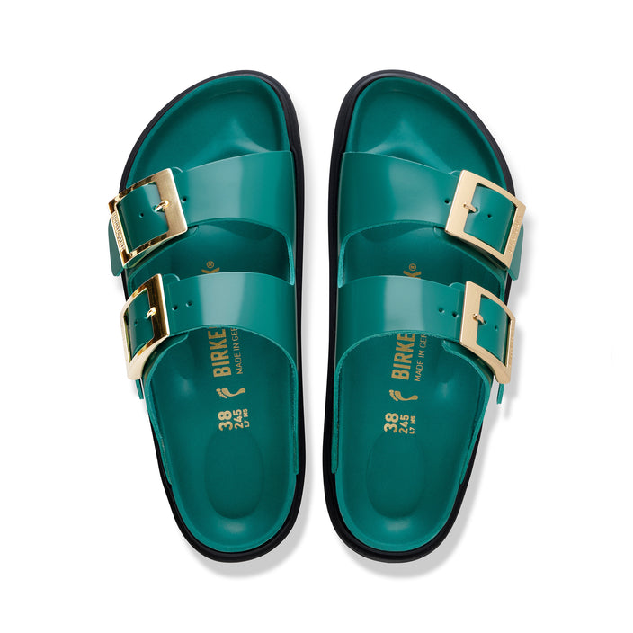Birkenstock Australia Arizona Droplet Buckle High Shine Dark Teal Natural Leather Patent top view