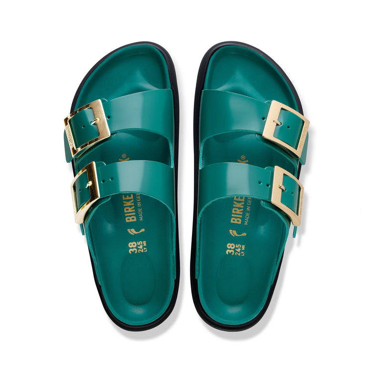 Birkenstock Australia Arizona Droplet Buckle High Shine Dark Teal Natural Leather Patent top view