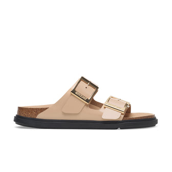 Birkenstock Arizona Droplet Buckle High Shine New Beige Natural Leather Patent side view