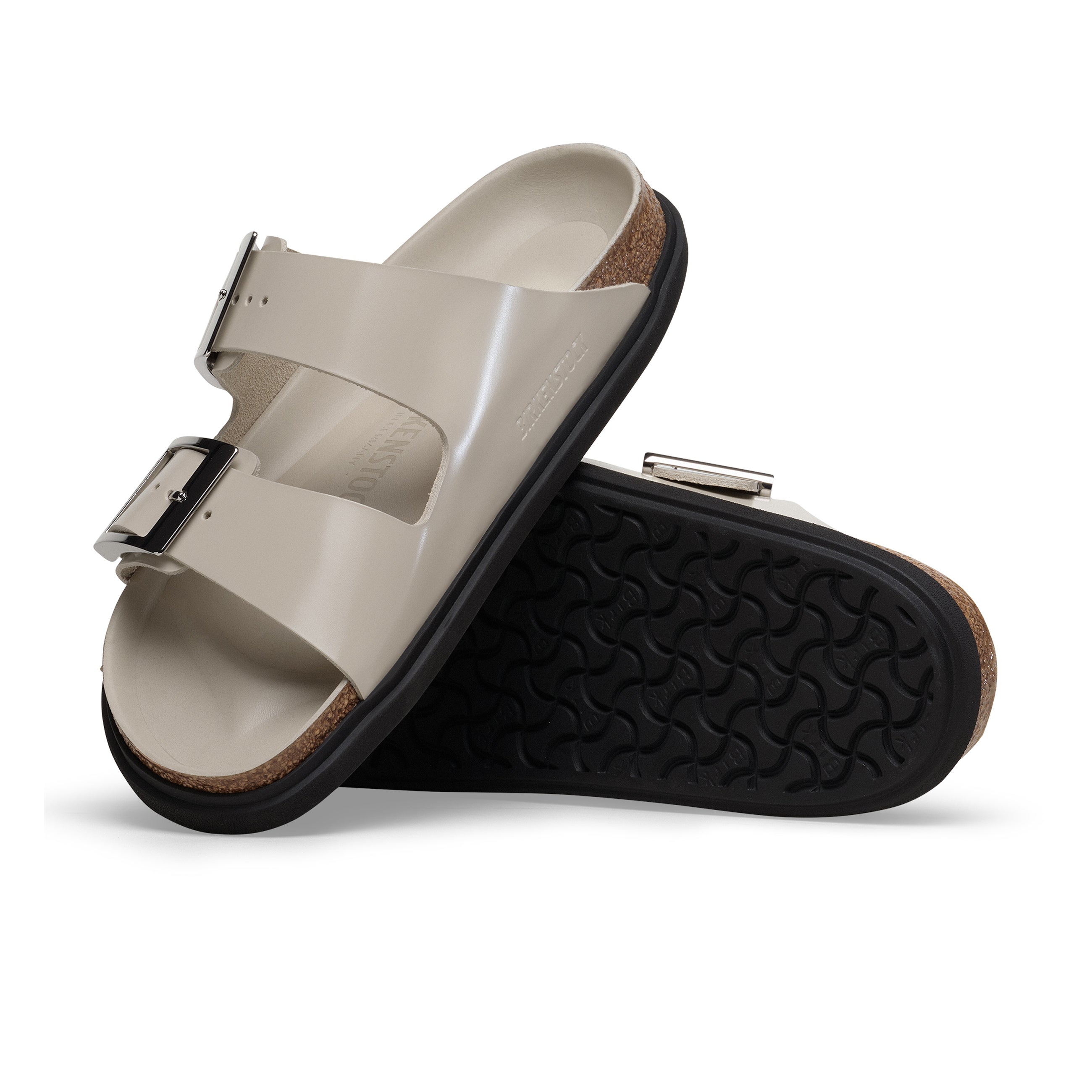 Birkenstock Arizona Droplet Buckle High Shine Oyster Natural