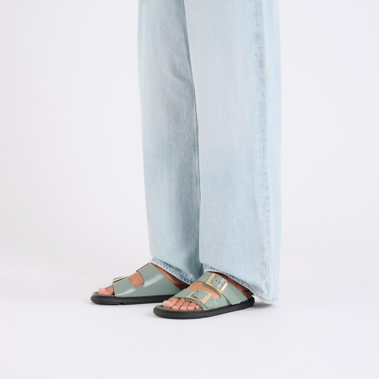 Arizona Droplet Buckle High Shine Pure Sage Natural Leather Patent