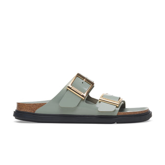 Birkenstock Arizona Droplet Buckle High Shine Pure Sage Natural Leather Patent side view