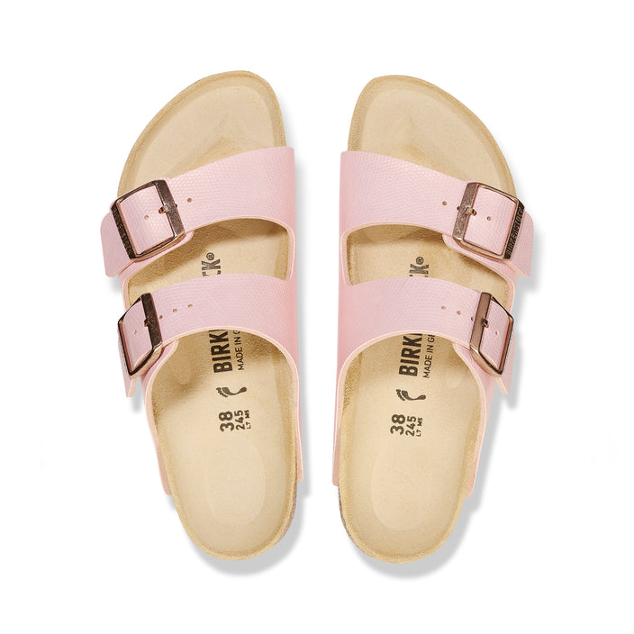 Birkenstock Arizona Shiny Light Rose Embossed Birko-Flor top view
