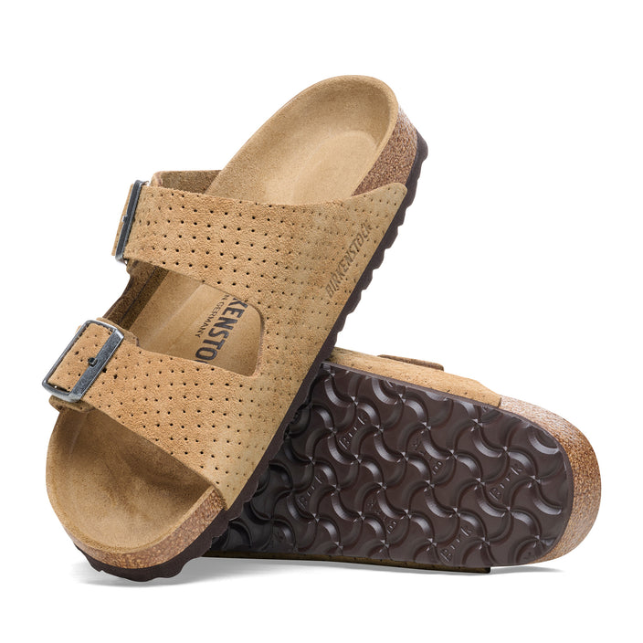 Birkenstock Arizona Embossed Suede Leather New Beige sole view