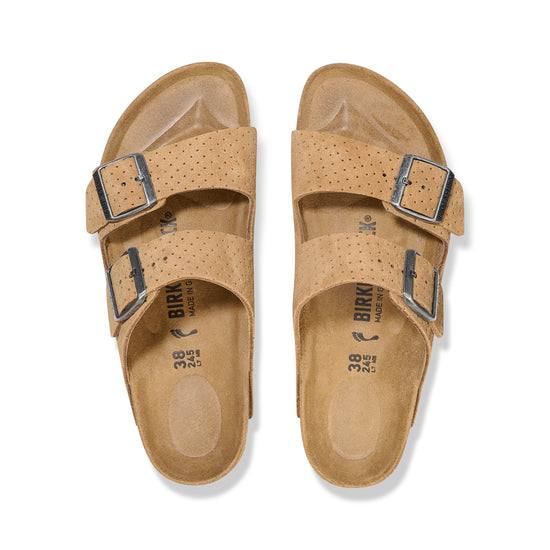 Birkenstock Arizona Embossed Suede Leather New Beige top view