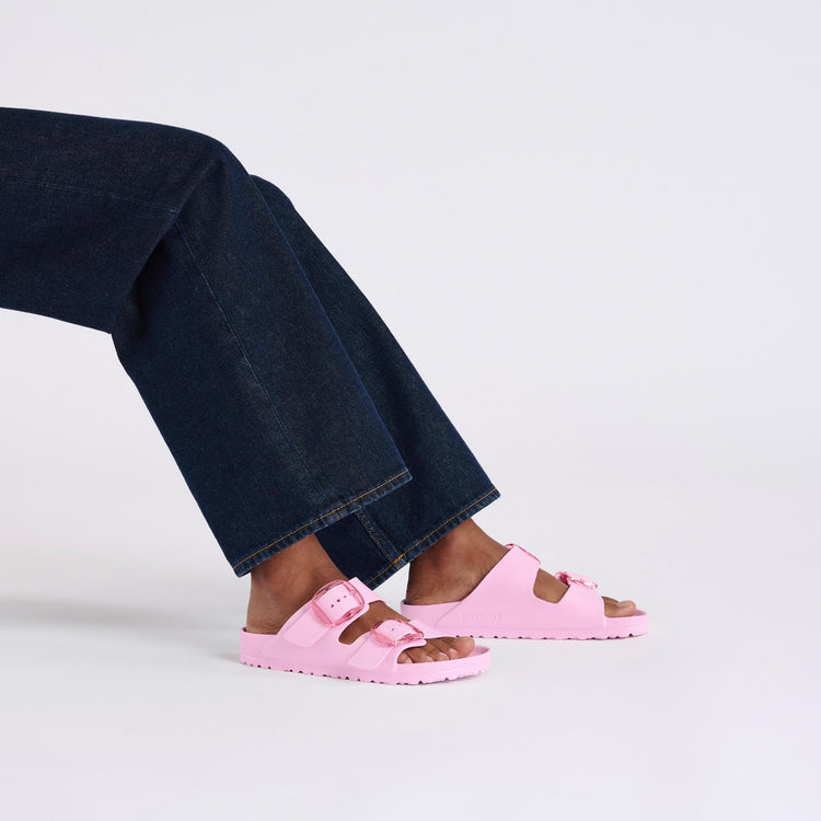 Birkenstock Arizona EVA Big Buckle Fondant Pink on model 1