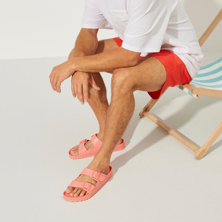 Birkenstock Arizona EVA Coral Peach on model 2