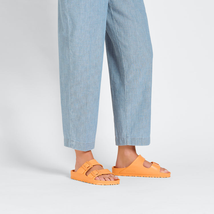 Birkenstock Arizona EVA Papaya on model 1