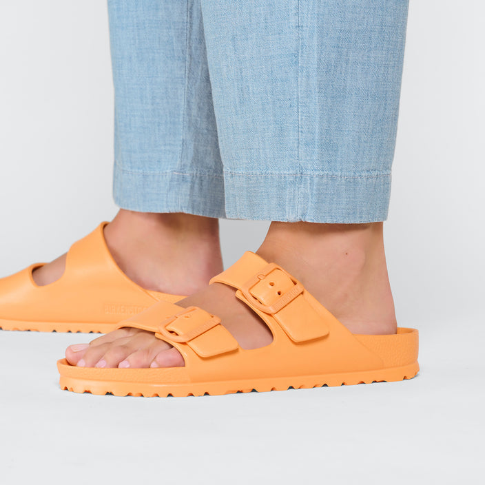 Birkenstock Arizona EVA Papaya on model 2