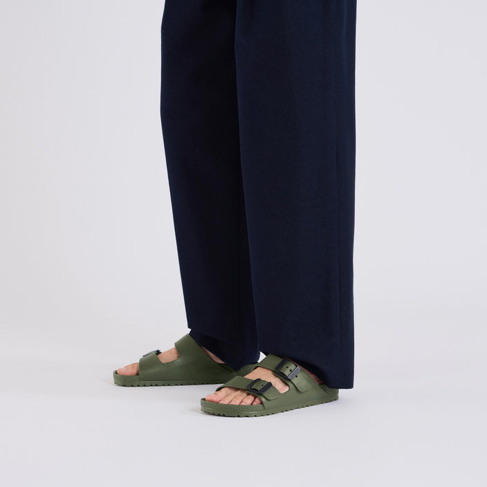 Birkenstock Arizona EVA Stealth Buckle Khaki on model 1
