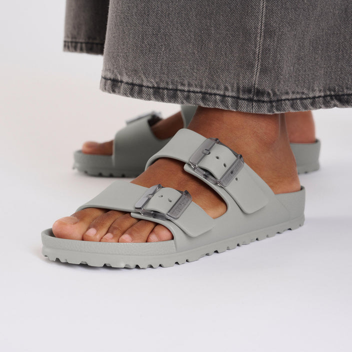 Birkenstock Arizona EVA Stealth Buckle Stone Coin on model 2