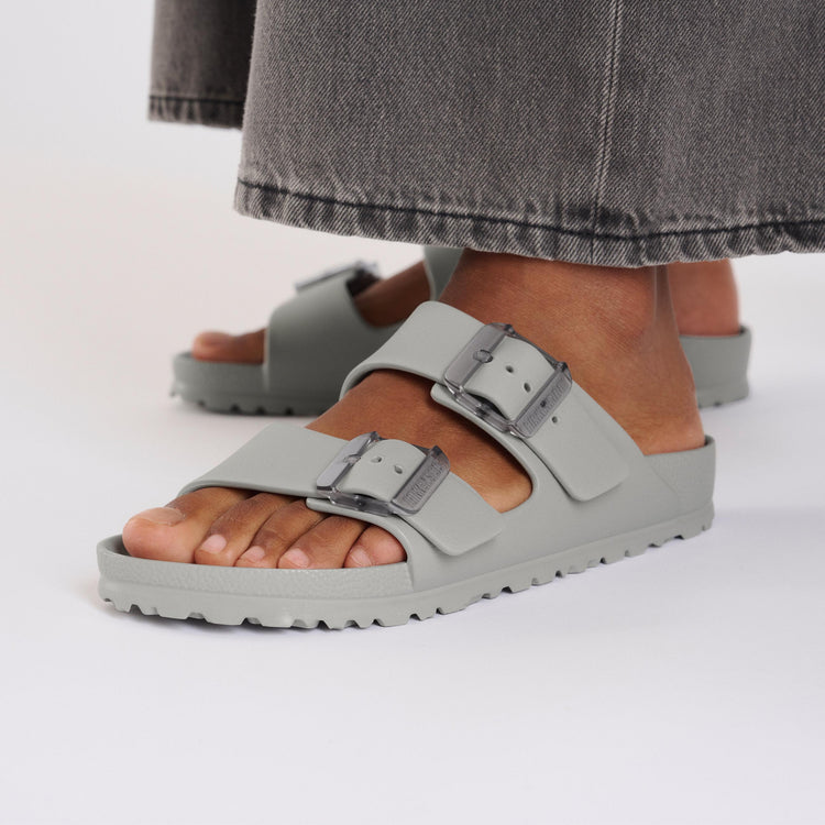 Birkenstock Arizona EVA Stealth Buckle Stone Coin on model 2