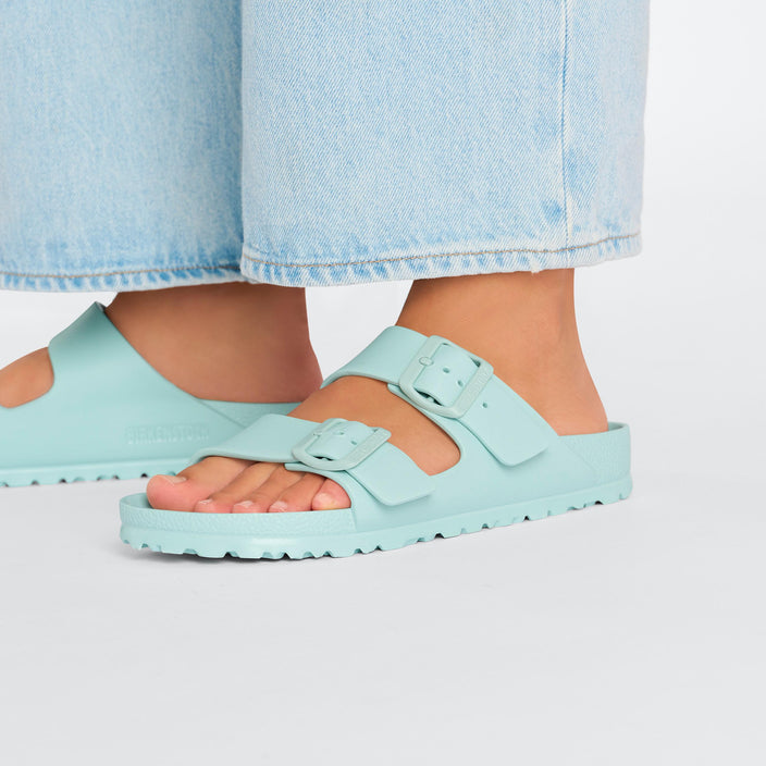 Birkenstock Arizona EVA Surf Green on model 2