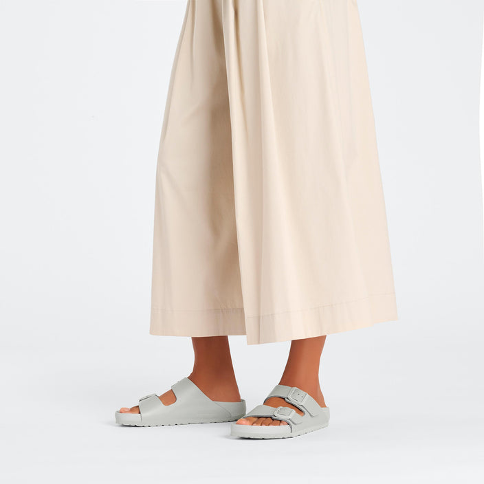 Birkenstock Arizona Exquisite Mineral Grey Natural Leather on model 1