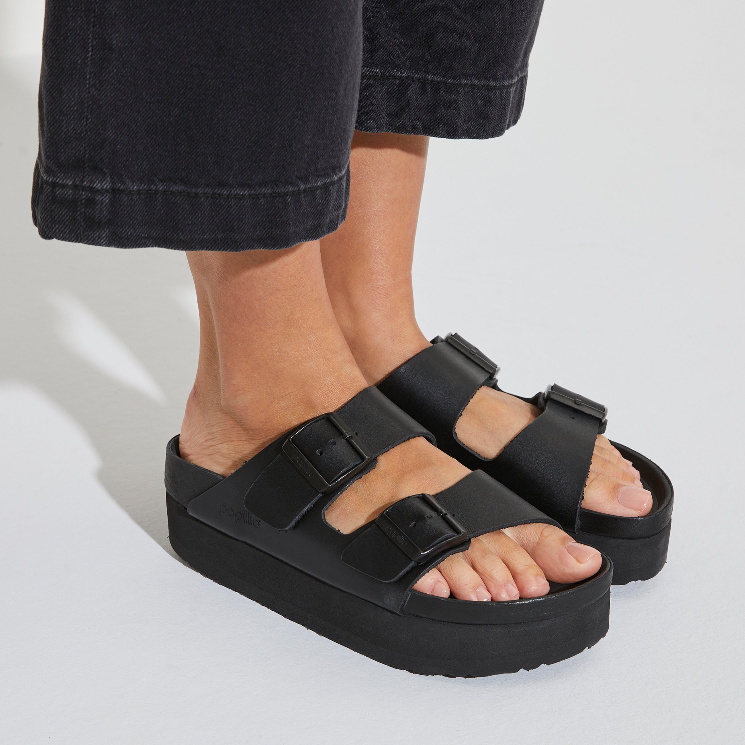 Birkenstock Arizona Exquisite Platform Black Natural Leather
