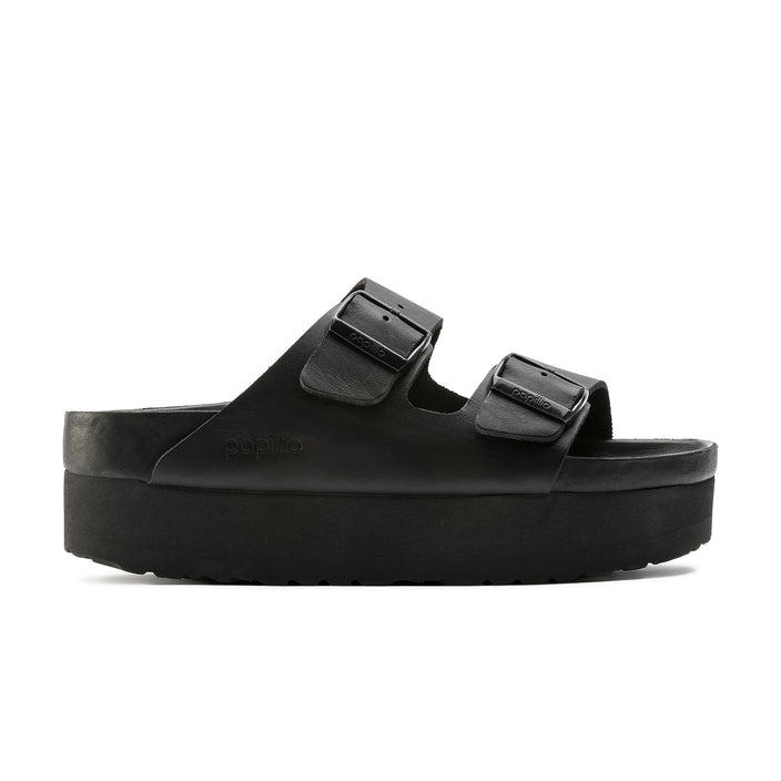 Birkenstock Arizona Exquisite Platform Black Natural Leather side view