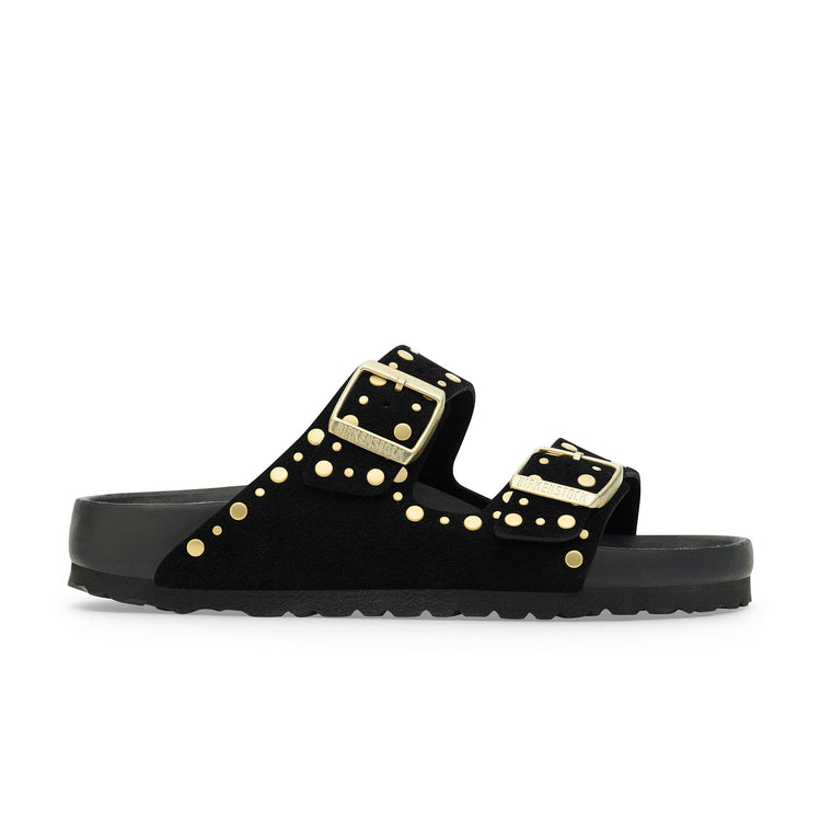 Arizona Exquisite Rivets Black Suede Leather side view