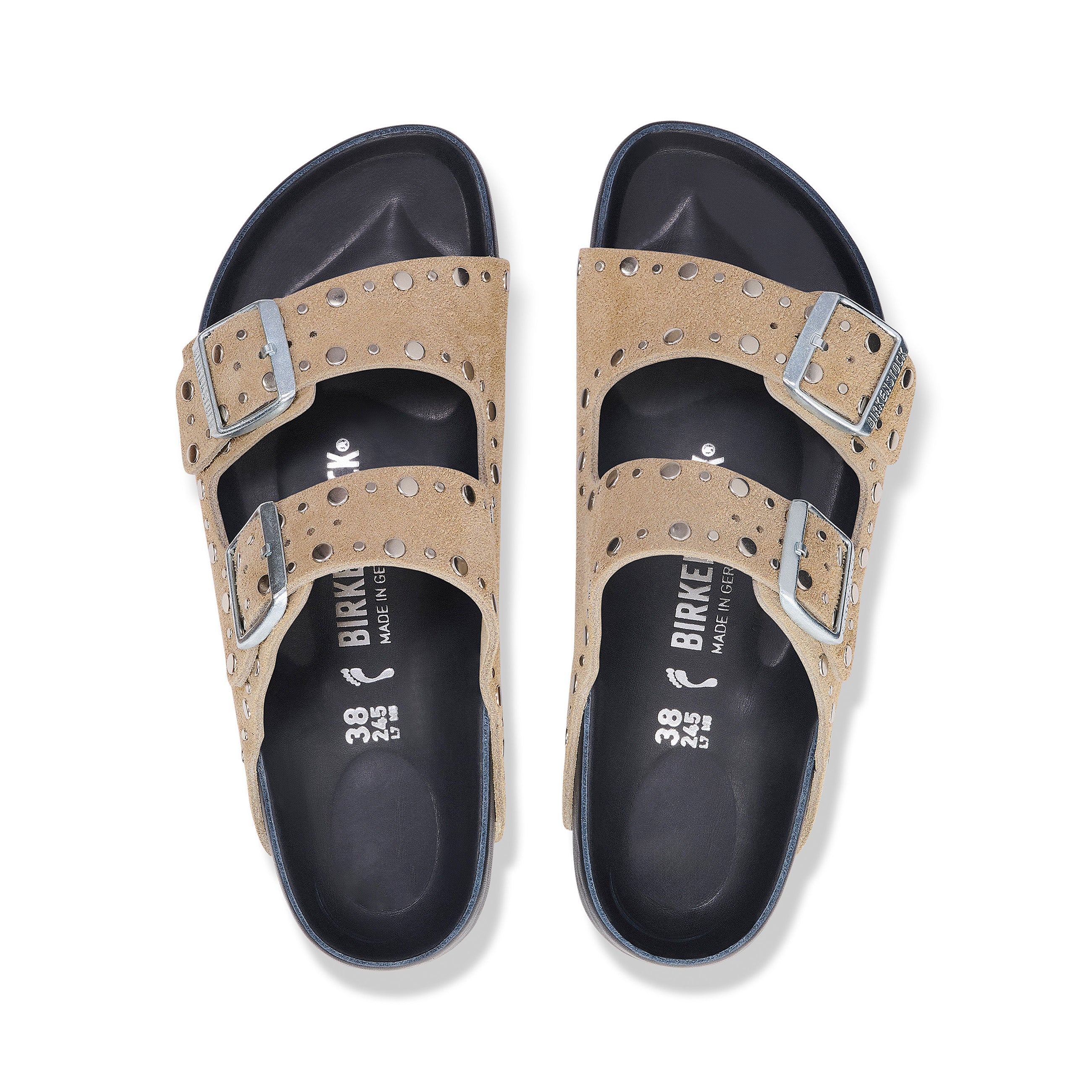 Birkenstock Arizona Exquisite Rivets Taupe Suede Leather