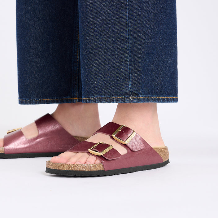 Birkenstock Arizona Graceful Berry Crush Birko Flor on model 2