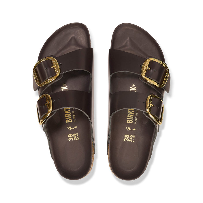 Arizona Hammered Big Buckle High Shine Espresso Natural Leather Patent top view