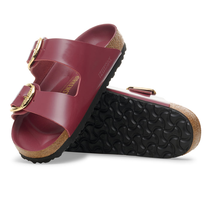 Birkenstock Arizona Hammered Big Buckle High Shine Zinfandel Natural Leather Patent sole view