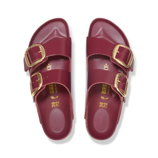 Birkenstock Arizona Hammered Big Buckle High Shine Zinfandel Natural Leather Patent top view