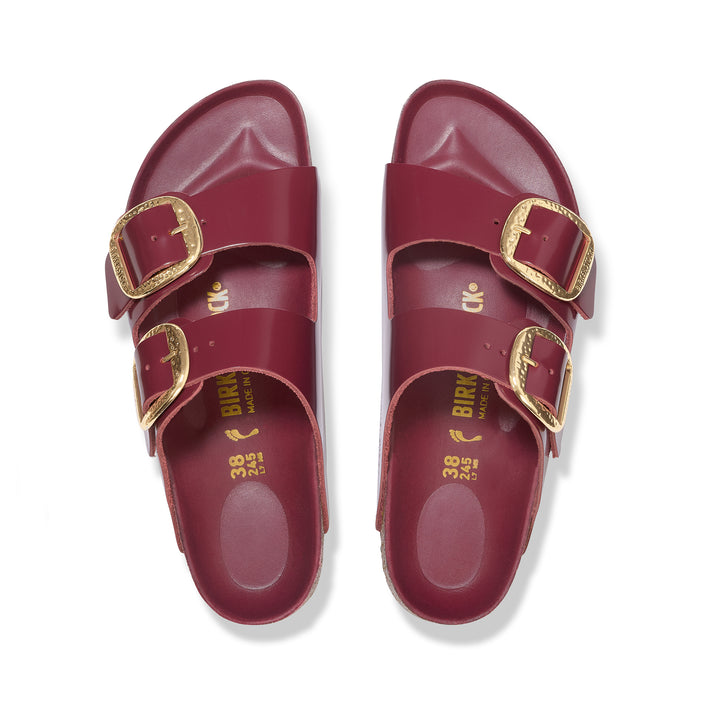 Birkenstock Arizona Hammered Big Buckle High Shine Zinfandel Natural Leather Patent top view
