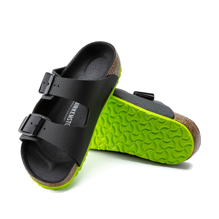 Birkenstock Australia Arizona Kids Desert Soil Black/Lime Birko-Flor sole view