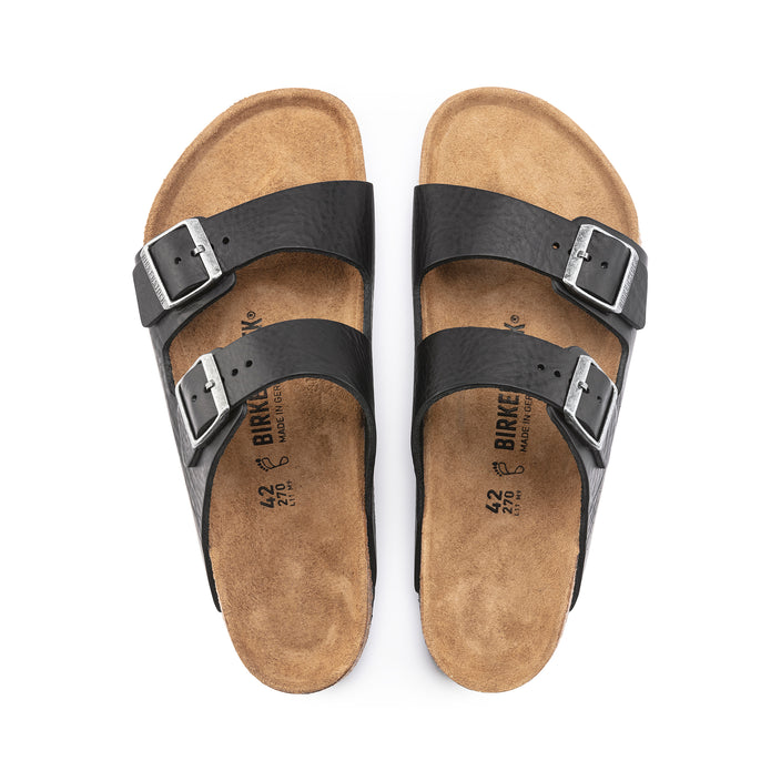 Birkenstock Arizona Vintage Wood Black Natural Leather top view