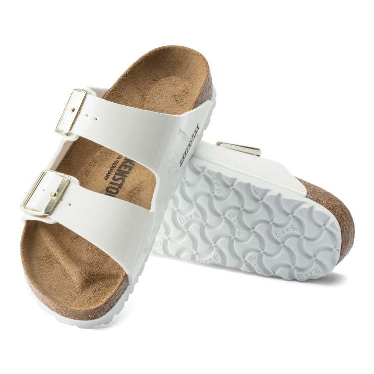 Birkenstock Arizona Patent White Birko-Flor sole view