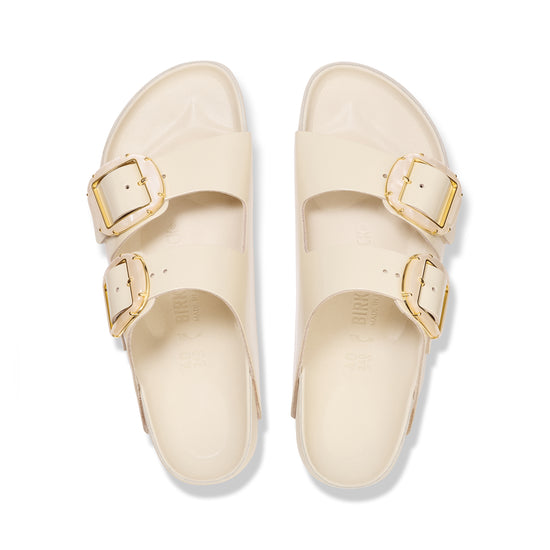 Birkenstock Arizona Pearl Big Buckle High Shine Ecru Natural Leather Patent top view
