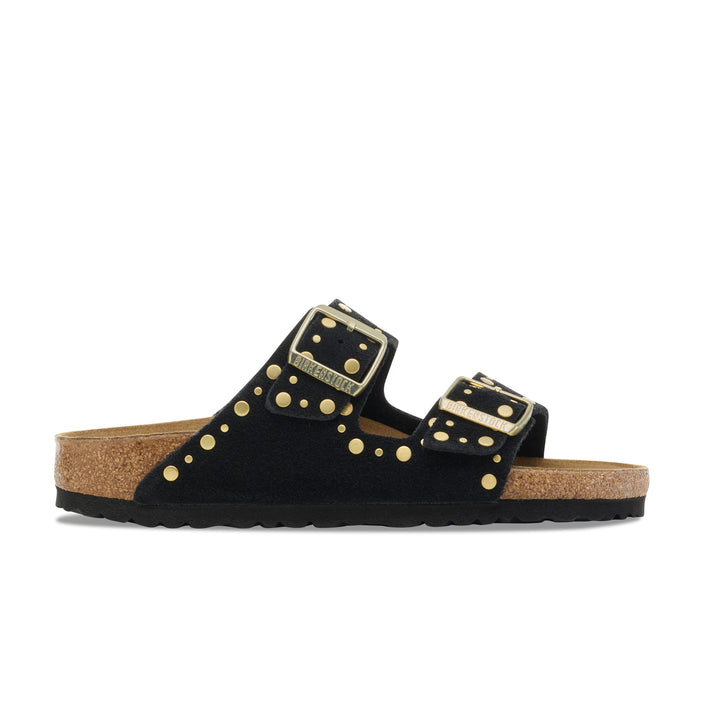 Birkenstock Arizona Rivet Black Suede Leather side view