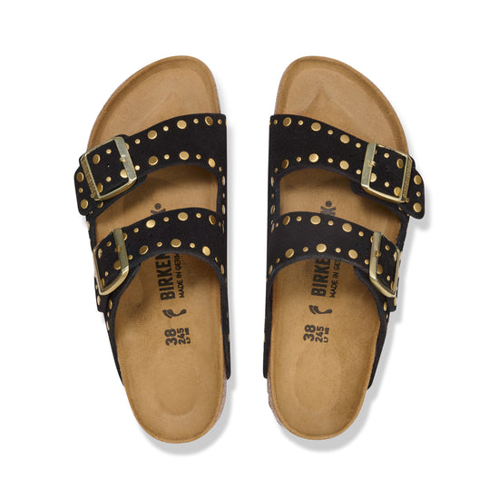 Birkenstock Arizona Rivet Black Suede Leather top view