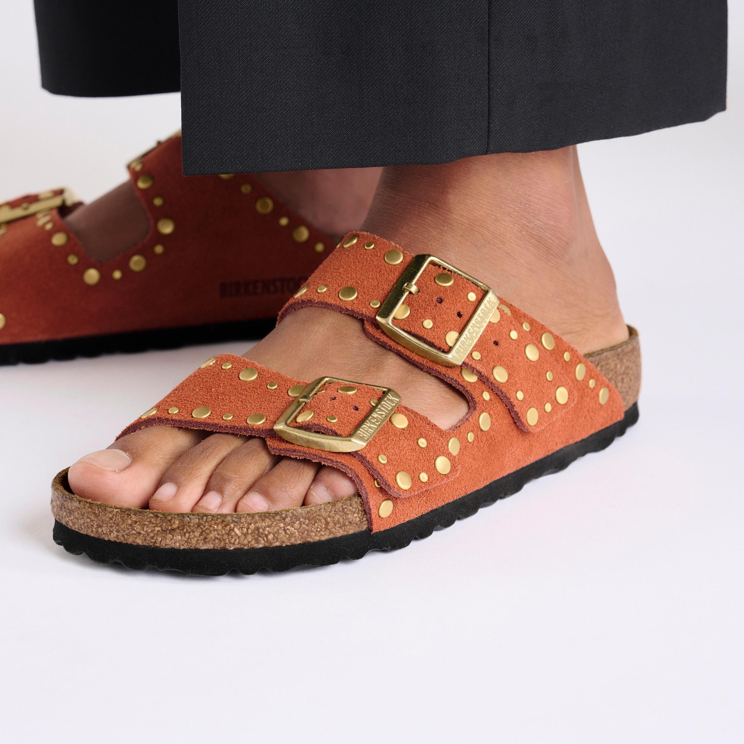 Birkenstock Arizona Rivet Dark Rust Suede Leather