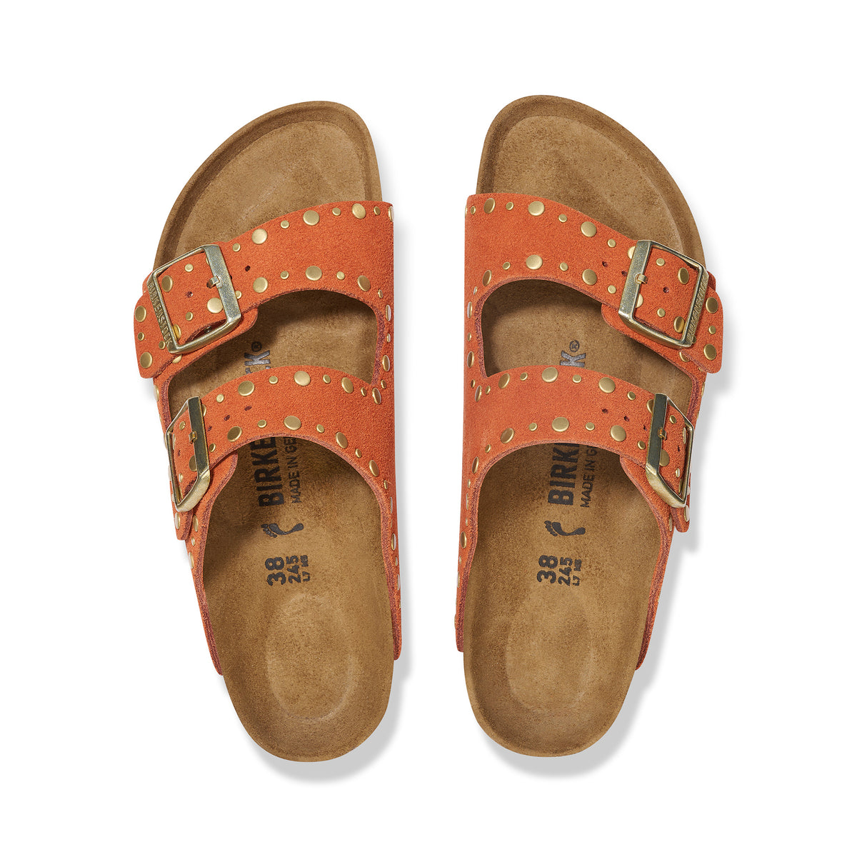 Arizona Rivet Dark Rust Suede Leather