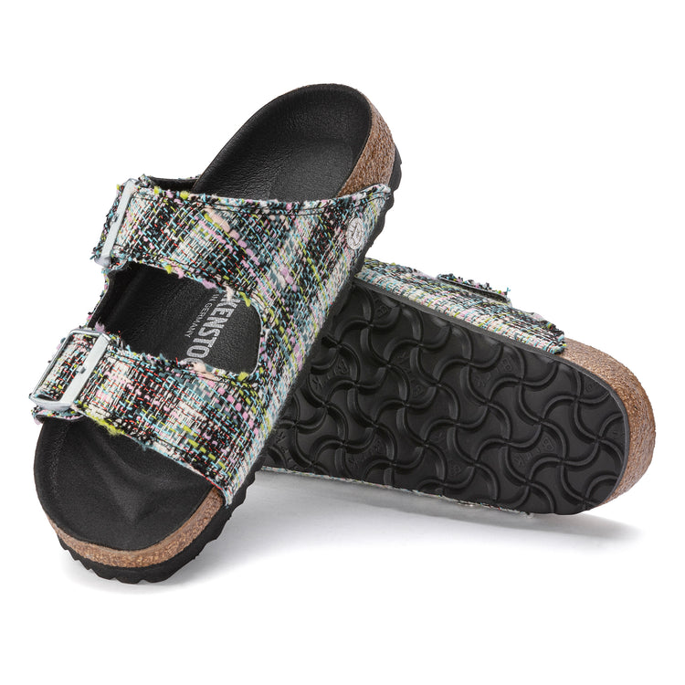 Birkenstock Arizona Rivet Logo Vegan Textile Microfibre Festive Weave Green sole view
