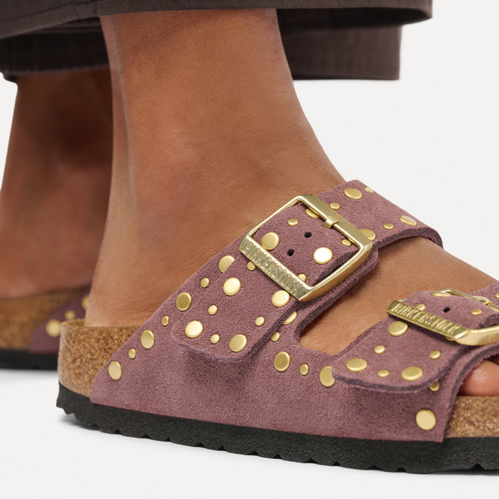 Birkenstock Australia Arizona Rivet Pepper Suede Leather On Model 2