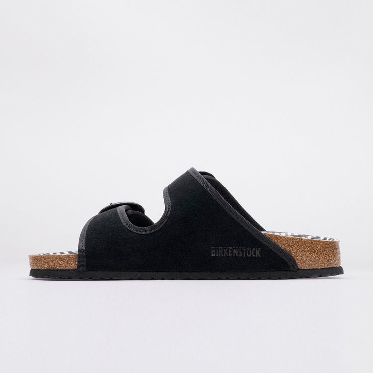 Arizona Round Buckle Black Suede Leather
