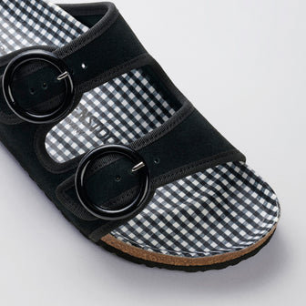 Arizona Round Buckle Black Suede Leather