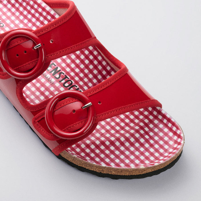 Arizona Round Buckle Flame Red Natural Leather Patent front view
