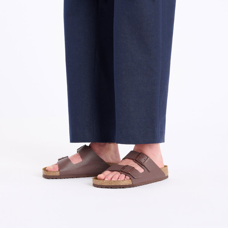 Birkenstock Arizona Saffiano Roast Birko Flor on model 1