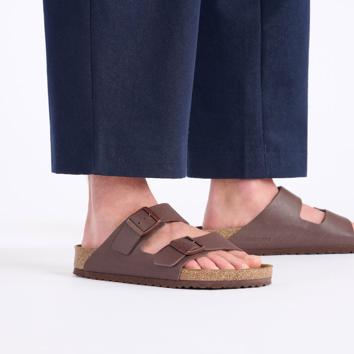 Birkenstock Arizona Saffiano Roast Birko Flor on model 2