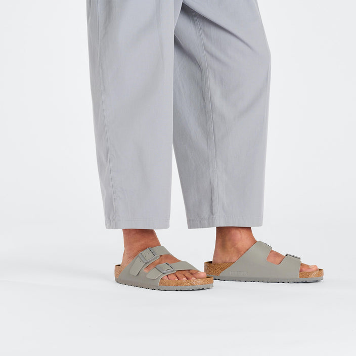 Birkenstock Arizona Saffiano Stone Coin Birko Flor on model 1