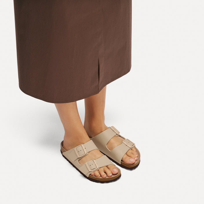 Birkenstock Australia Arizona Semi Exquisite Sandcastle Birko-Flor on model 2