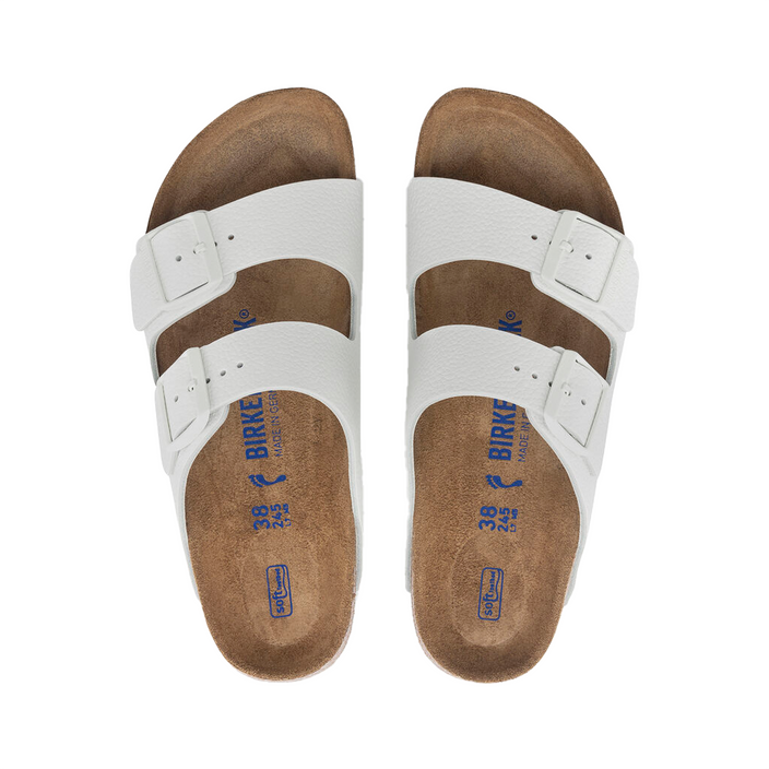 Birkenstock Arizona Soft Footbed Smooth Leather White  top view