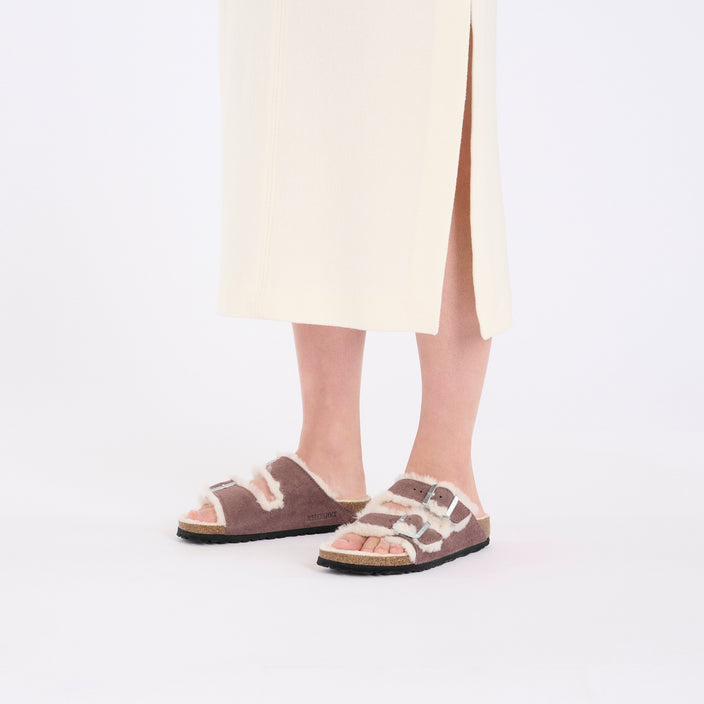 arizona shearling suede leather shearling  faded purple on model 1 1028062 1028051
