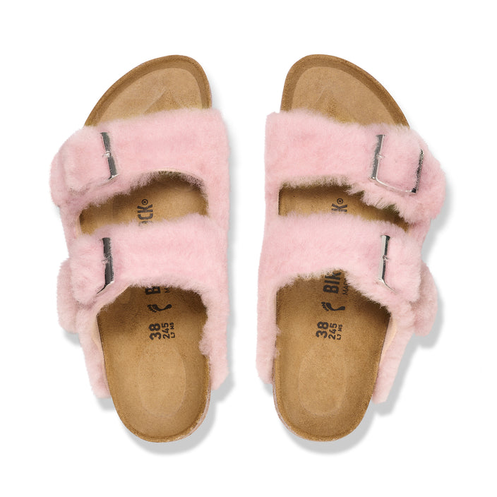 Birkenstock Arizona Shearling Upper Crystal Rose Shearling top view